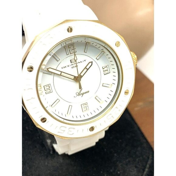 Oceanaut Women\'s Watch OC0216 Quartz Acqua Gold White Rubber Band 41mm main image 4